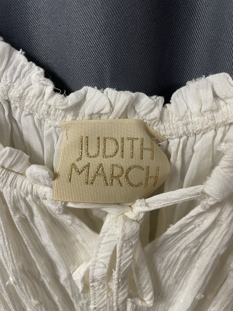 Judith March Women's White Textured Smocked Waist Cap Sleeve Maxi Dress Sz S