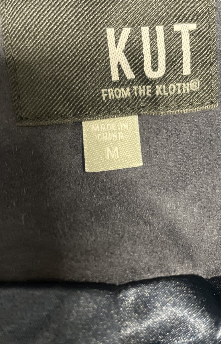 KUT from the Kloth Women's Navy Blue Faux Suede Quilted Moto Biker Jacket Sz M