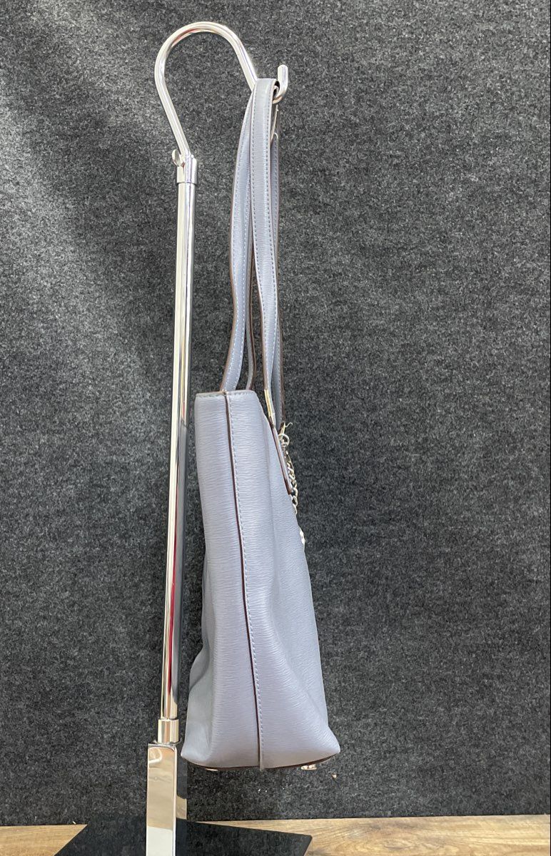 DKNY Blue Saffiano Leather Tote Bag Silver Hardware Large