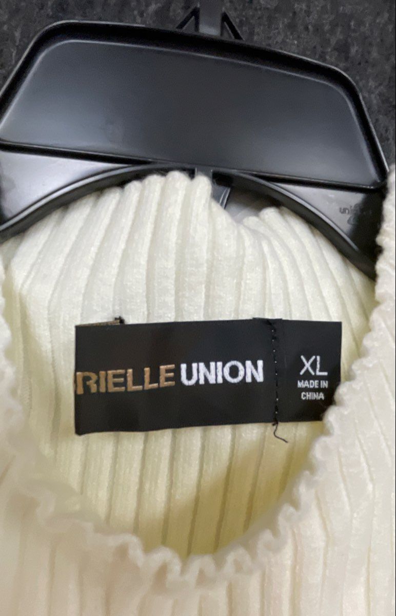 Gabrielle Union Women's Cream Ribbed Mock Neck Sleeveless Bodycon Dress Sz XL