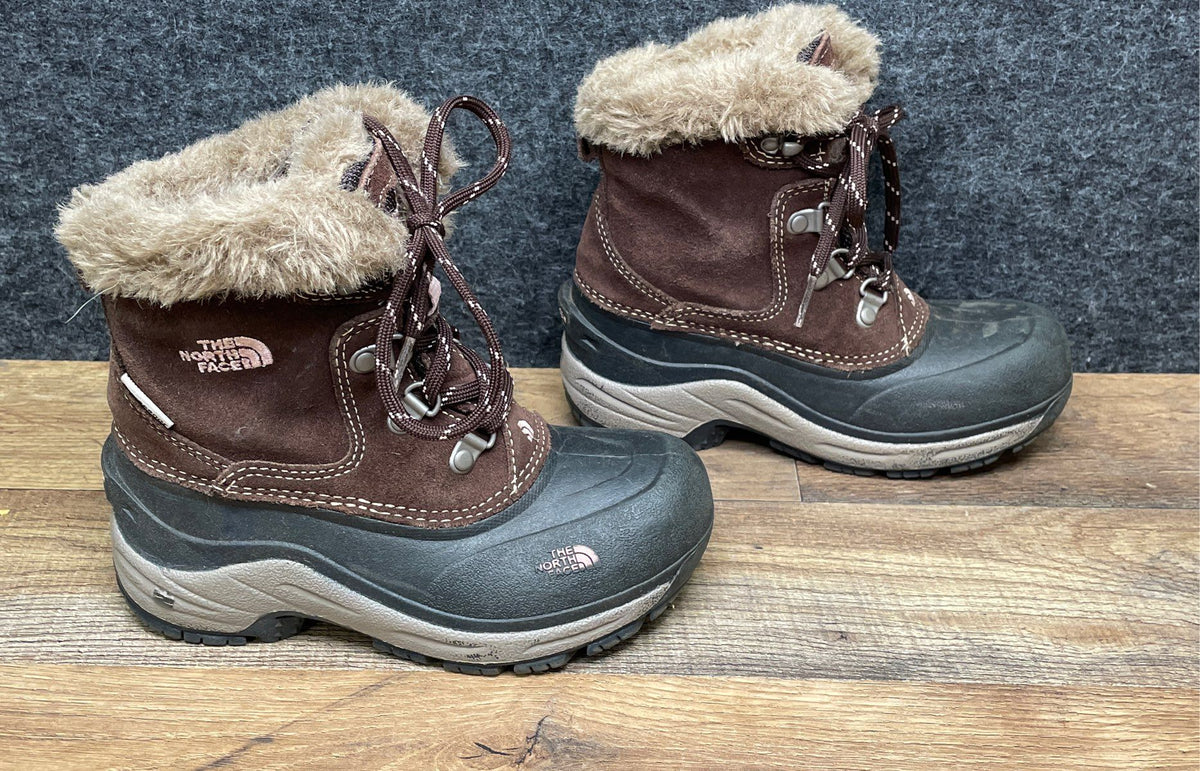 The North Face Alpenglow Brown Waterproof Faux Fur Winter Boots Girl's Size 12