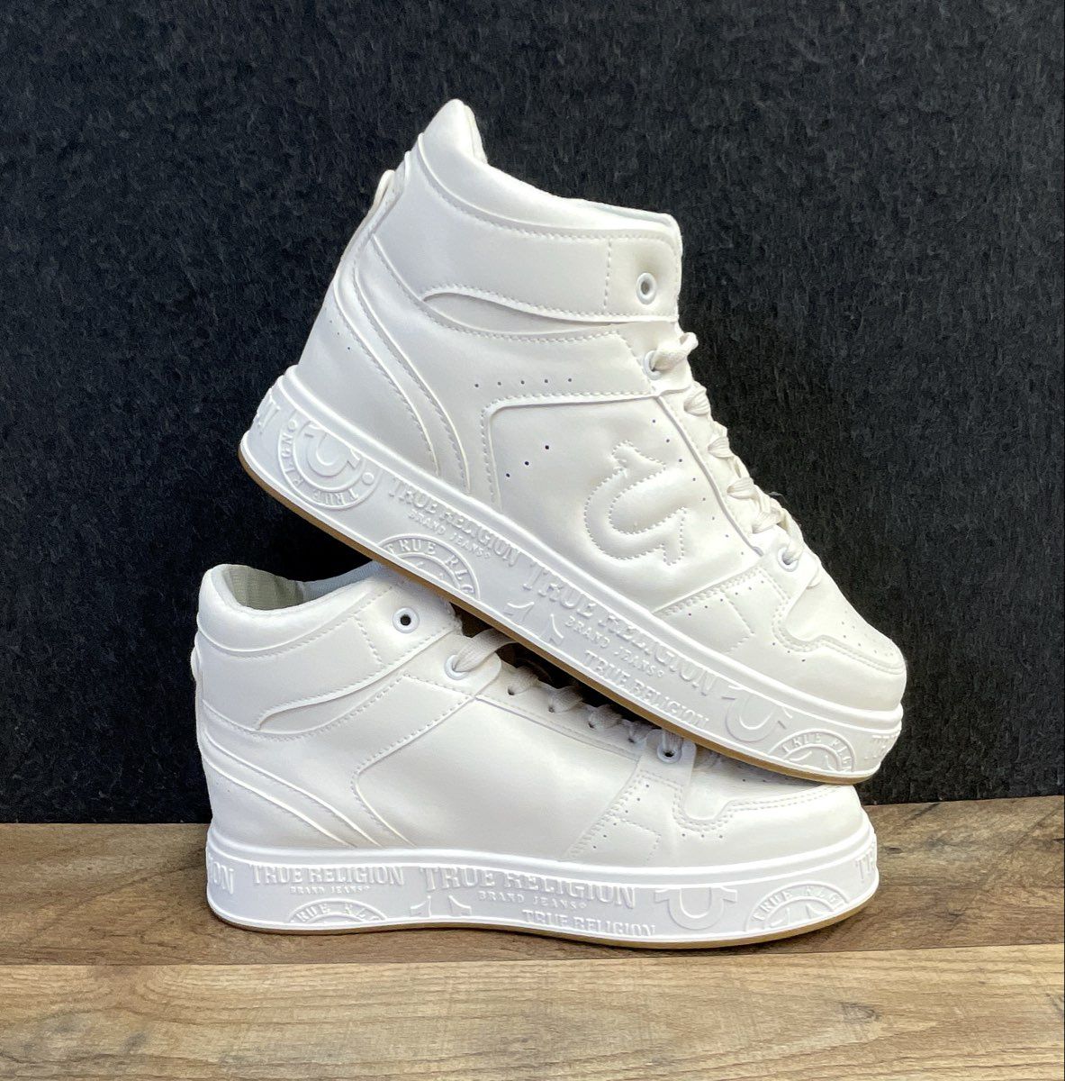 True Religion Men's White Gum Classic High Top Sneakers Size 11
