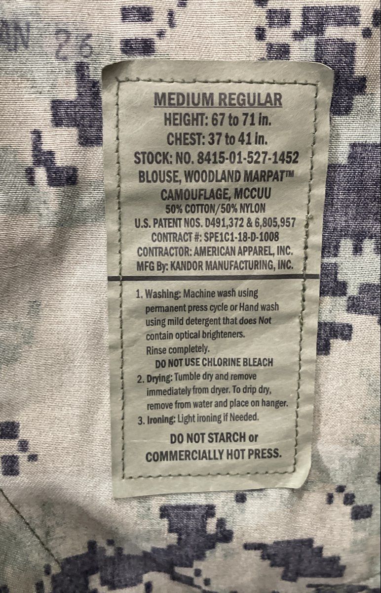 American Apparel USMC Woodland MARPAT Camouflage MCCUU Blouse Jacket Sz Med-Reg