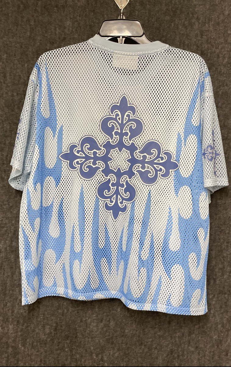 Smoke Rise Men's Mesh Jersey Elite Dynasty Top Blue Flame Graphic Sz M