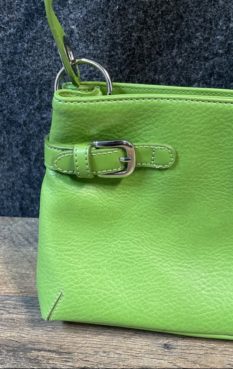 Tommy Hilfiger Lime Green Pebbled Shoulder Bag Silver Buckle Accents Purse