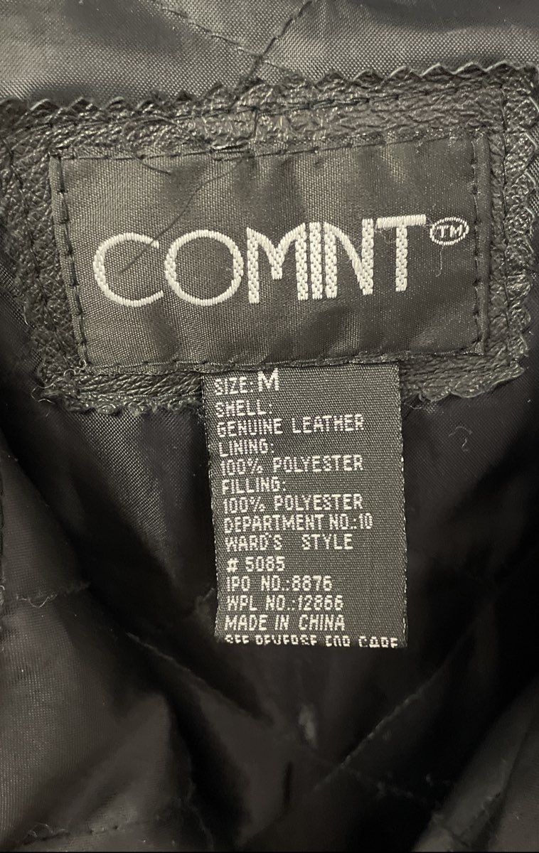 Vintage 90s Comint Women's Black Leather Hooded Double Breasted Jacket Sz M