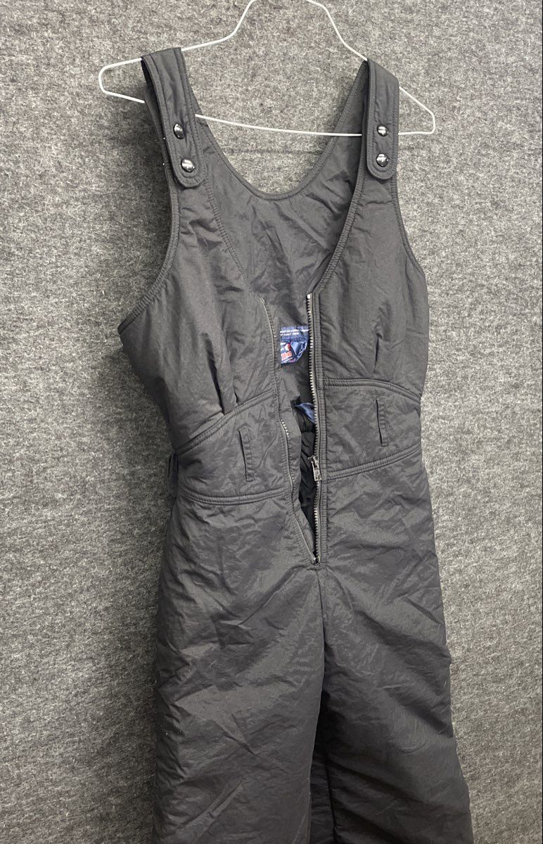 Vintage 80s Herman's Women's Black Insulated Ski Bib Overalls Sz S