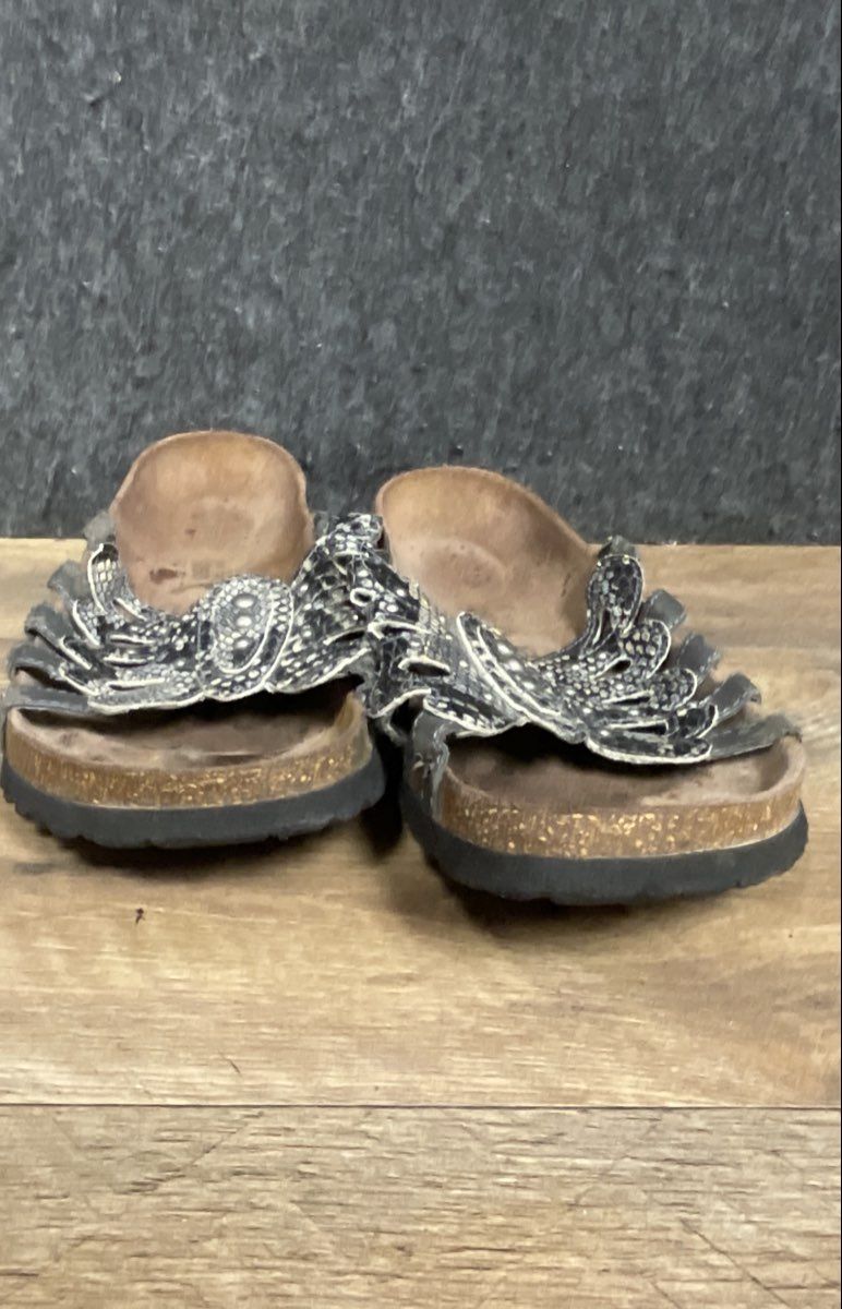 Birkenstock Pisa Grey Snake Embossed Multi-Strap Sandals Size Women's 9 EU 40