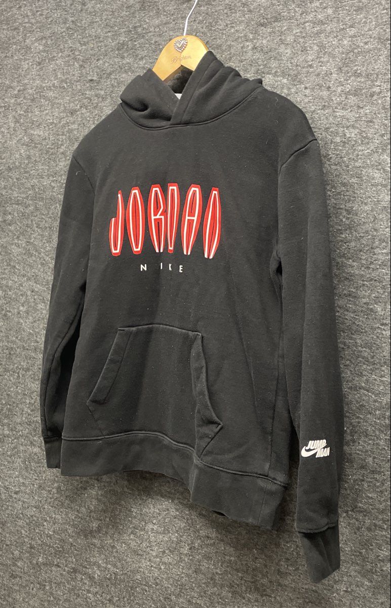 Jordan Boys Black Pullover Fleece Graphic Jumpman Hoodie Sz XL