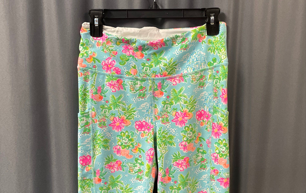 Lilly Pulitzer Women's Leggings Blue Tropical Mickey Floral Sz M