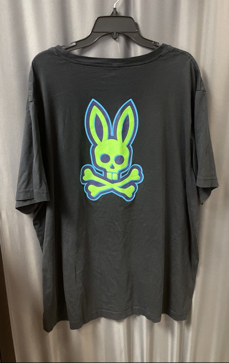 Psycho Bunny Men's Black Pima Cotton Neon Green Logo Graphic T-Shirt Sz 3XL