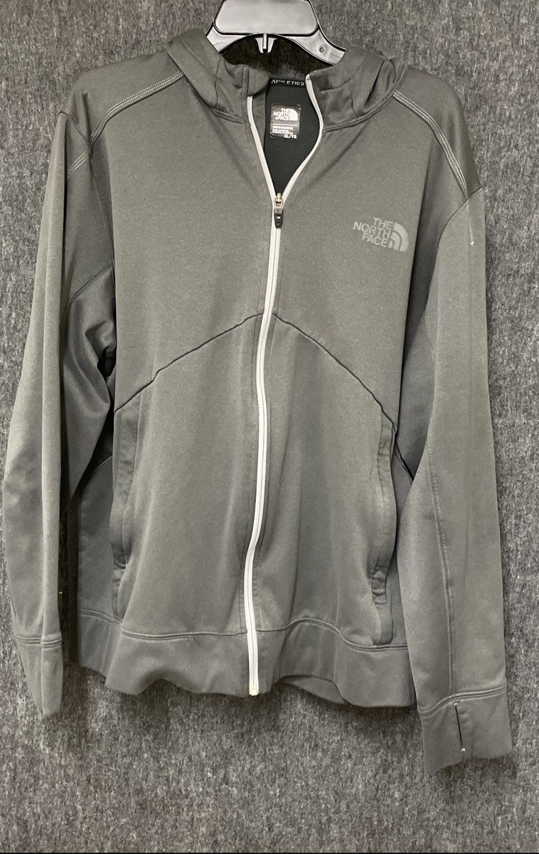 The North Face Men's Dark Gray Athletics Full Zip Hoodie Thumbholes Sz XL