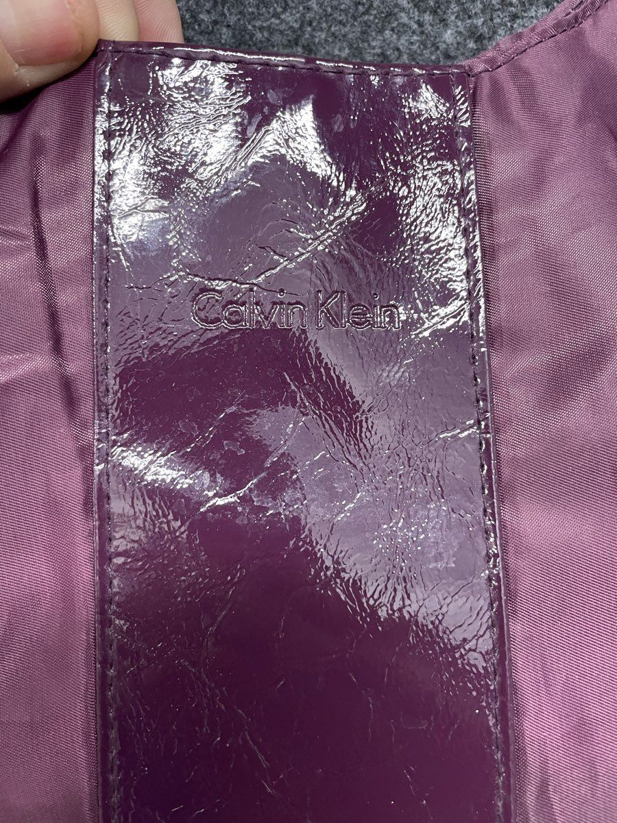 Calvin Klein Purple Nylon Patent Trim Hobo Shoulder Bag Silver Hardware