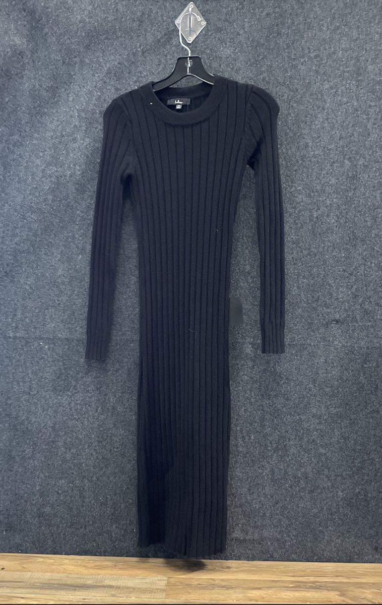 Lulus Women's Black Ribbed Long Sleeve Bodycon Sweater Dress Size XS NWT