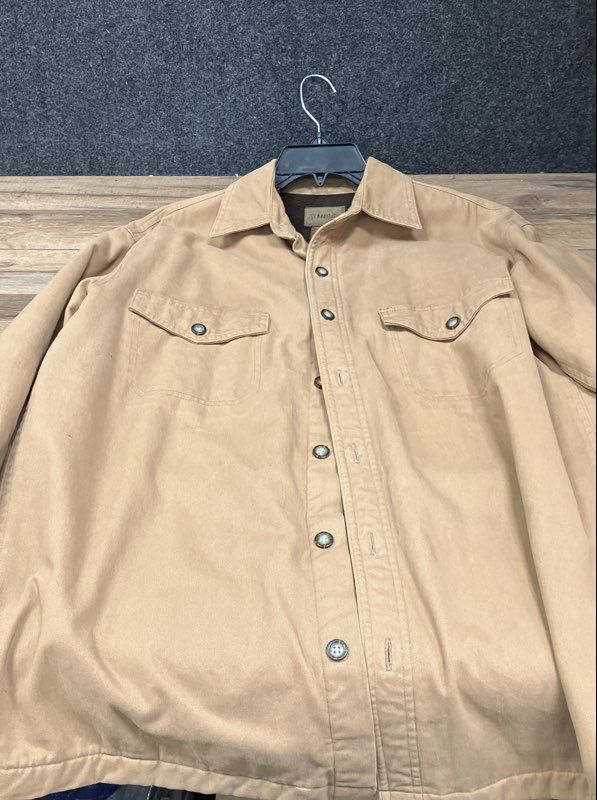 St. John's Bay Men's Tan Fleece Lined Canvas Shirt Jacket Sz Medium