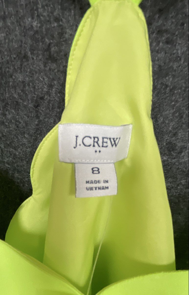 J. Crew Women's Scalloped V-Neck Cami Top Neon Yellow Racerback Tank Sz 8