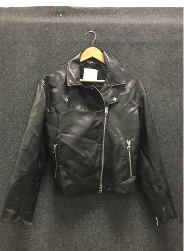 Wilfred Women's Black Vegan Leather Classic Moto Biker Jacket Sz M