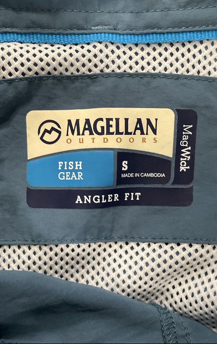 Magellan Outdoors Men's Teal MagWick Angler Fit Long Sleeve Fishing Shirt Size S