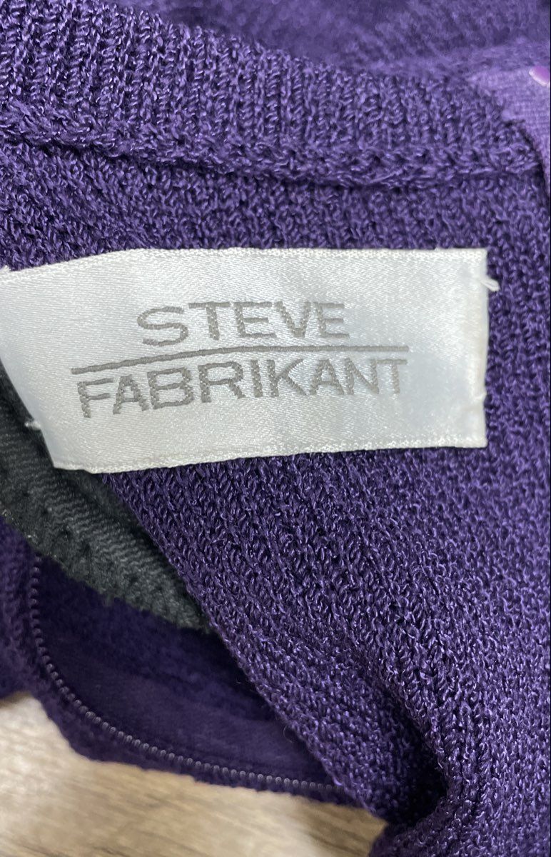 Vintage 90s Steve Fabrikant Women's Purple Knit Tunic Sweater Gold Buttons