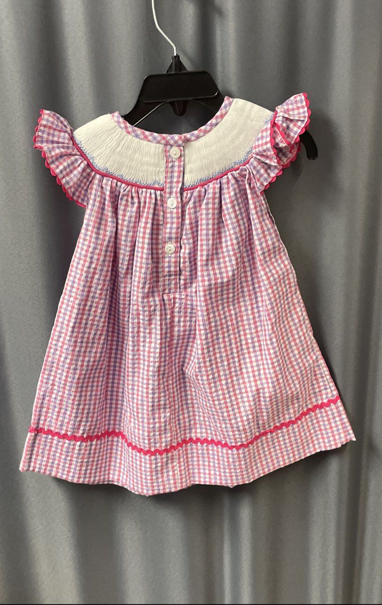 Babeeni Baby Girls Pink Purple Gingham Smocked Sailboat Dress NWT 6M