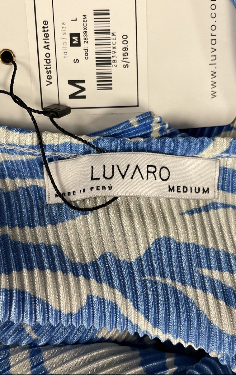 Luvaro Women's Arlette Blue Zebra Print Pleated Halter Maxi Dress NWT Size M