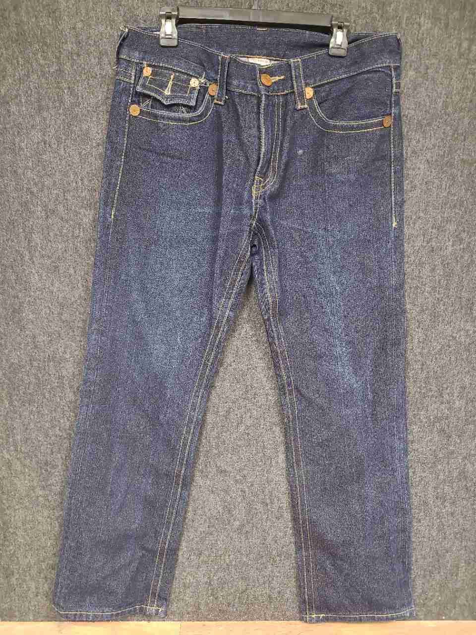 Vintage Y2K True Religion Men's Dark Blue Straight Leg Denim Jeans USA Made 36