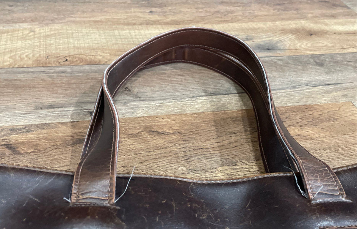Liz Claiborne Tan Fabric Brown Leather Large Tote Bag Vintage 90s Handbag