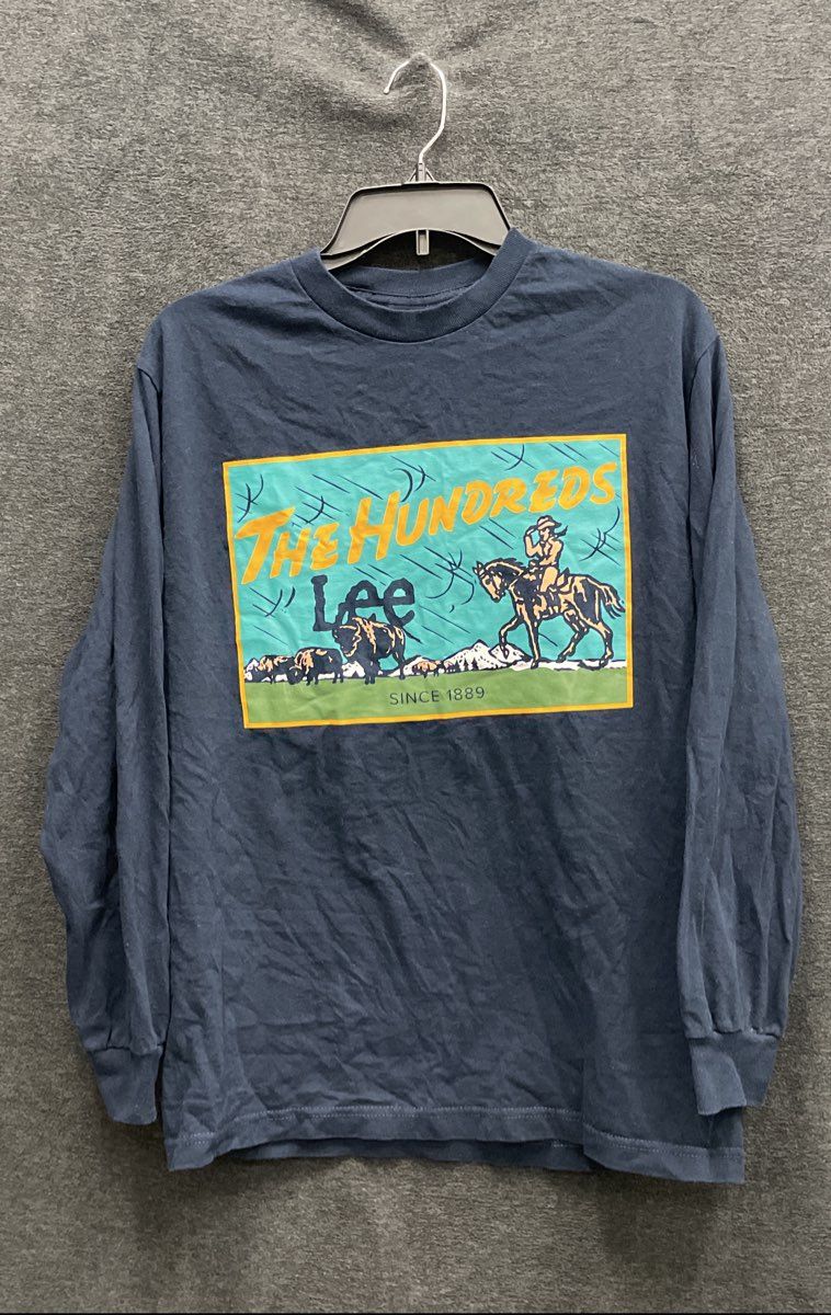 The Hundreds x Lee Men's Navy Graphic Long Sleeve T-Shirt Cowboy Buffalo Sz M