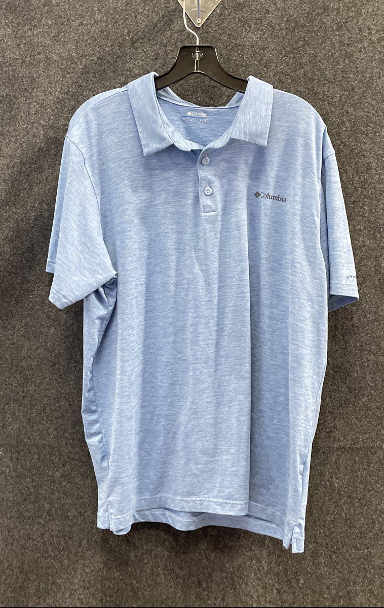 Columbia Men's Blue Heather Omni-Wick Space Dye Short Sleeve Polo Shirt Sz XL