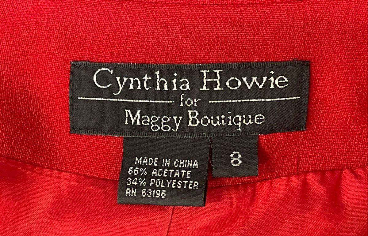 Vintage 90s Cynthia Howie Maggy Boutique Women's Red Maxi Long Coat Sz 8