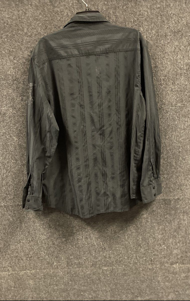 LL Cool J Men's Black Magic Jacquard Striped Long Sleeve Button Up Shirt Sz XL