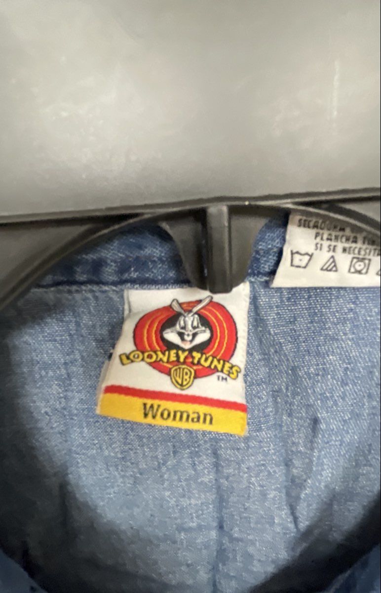 Vintage Looney Tunes Women's Blue Tweety Bird Embroidered Denim Vest 22W/24W