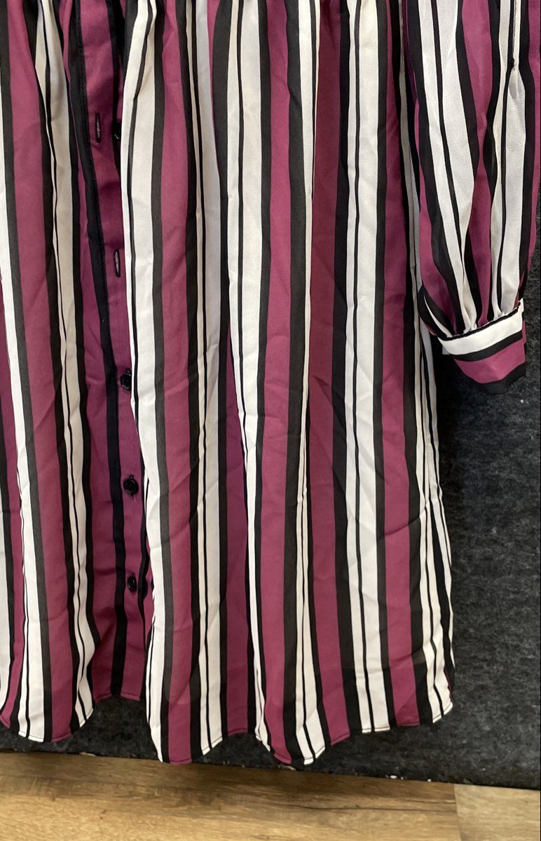 Michael Kors Women's Purple Striped Button Front Shirt Dress NWT Sz S