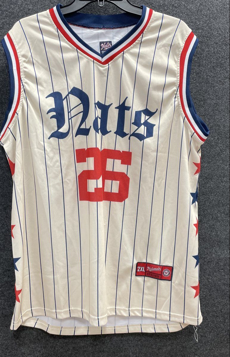 Washington Nationals Men's Sleeveless Pinstripe Jersey Stars #26 Sz 2XL