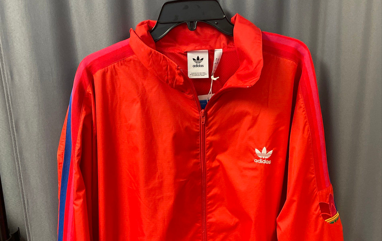 Adidas Men's Active Red 3D Trefoil 3-Stripe Track Top Windbreaker Sz 2XL NWT