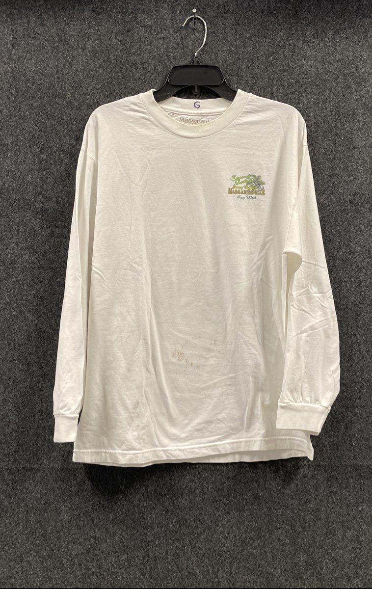 Margaritaville Men's White Seasoned Greetings Holiday Long Sleeve T-Shirt Sz L