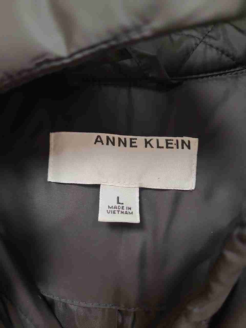 Anne Klein Women's Brown Diamond Quilted Snap Front Mock Neck Jacket Sz L