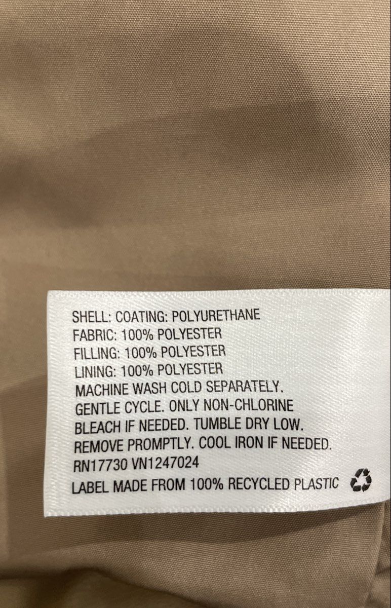 Prologue Women's Brown Faux Leather Puffer Jacket Quilted Full Zip Sz L
