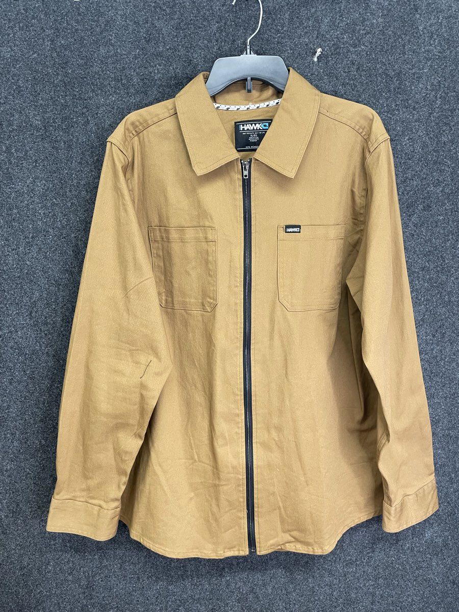 Tony Hawk Men's Tan Full Zip Cotton Blend Skate Chore Jacket Size XL