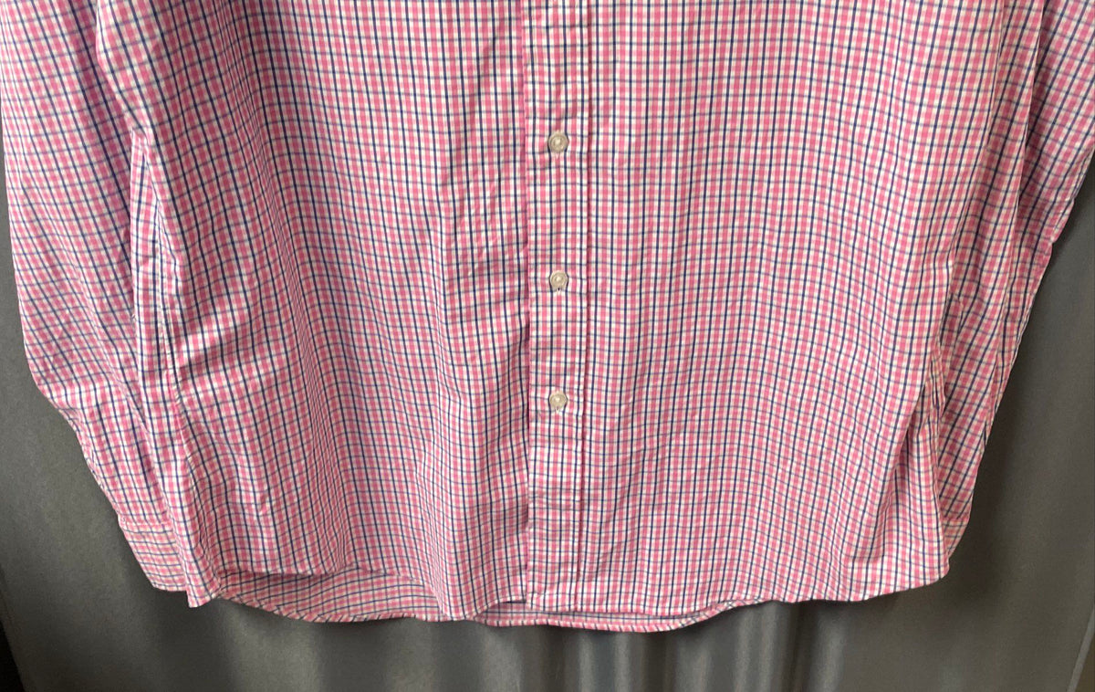 Ralph Lauren Men's Performance Pink Blue Plaid Button Down Shirt Sz M