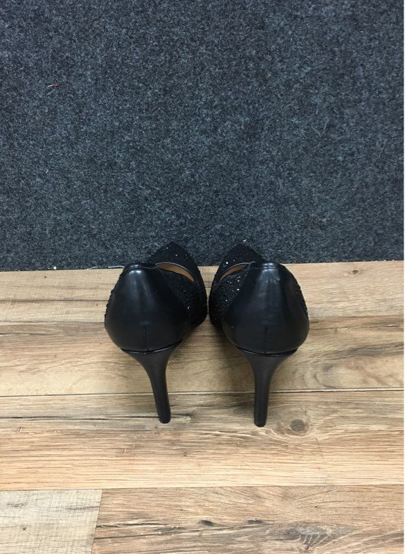 Adrienne Vittadini Black Rhinestone Crystal Embellished Pointed Toe Heels 8.5