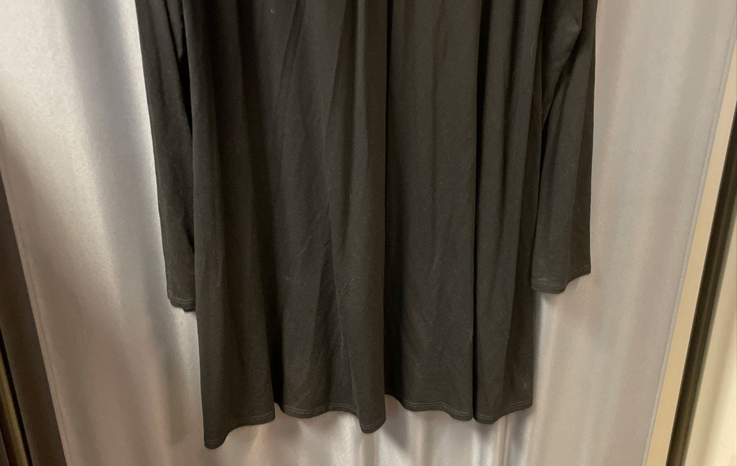 Eileen Fisher Women's Black Viscose Spandex Jersey Button Down Tunic Top Size M