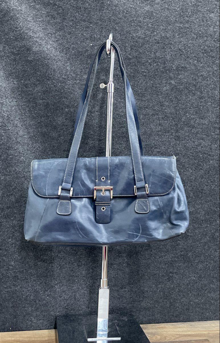 Vintage Worthington Blue Leather Buckle Flap Shoulder Bag Handbag