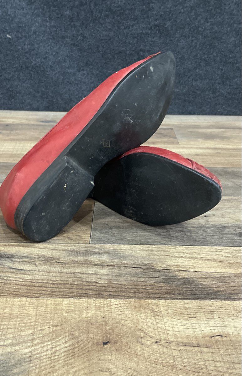 Vintage 90s Avon Fashions Red Woven Toe Leather Ballet Flats Size 8.5 B