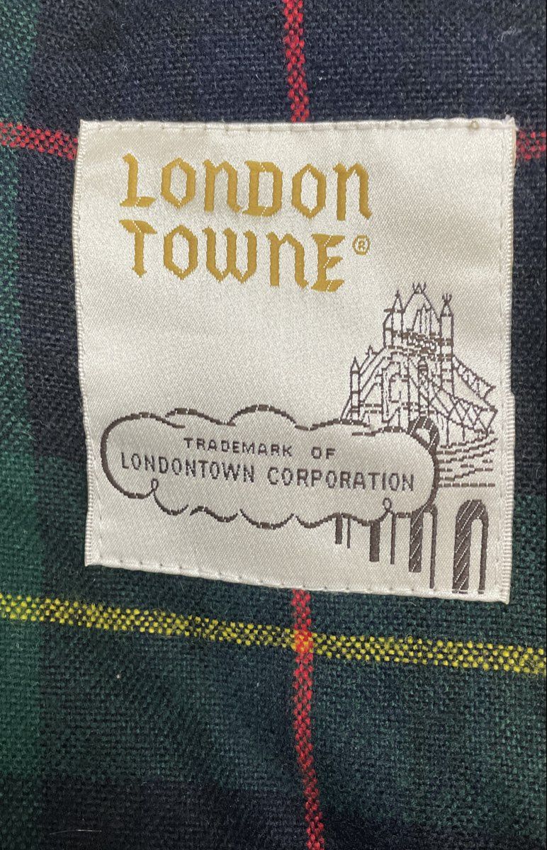 Vintage 80s London Towne Tan Plaid Lined Hooded Parka Jacket Sz XL Long