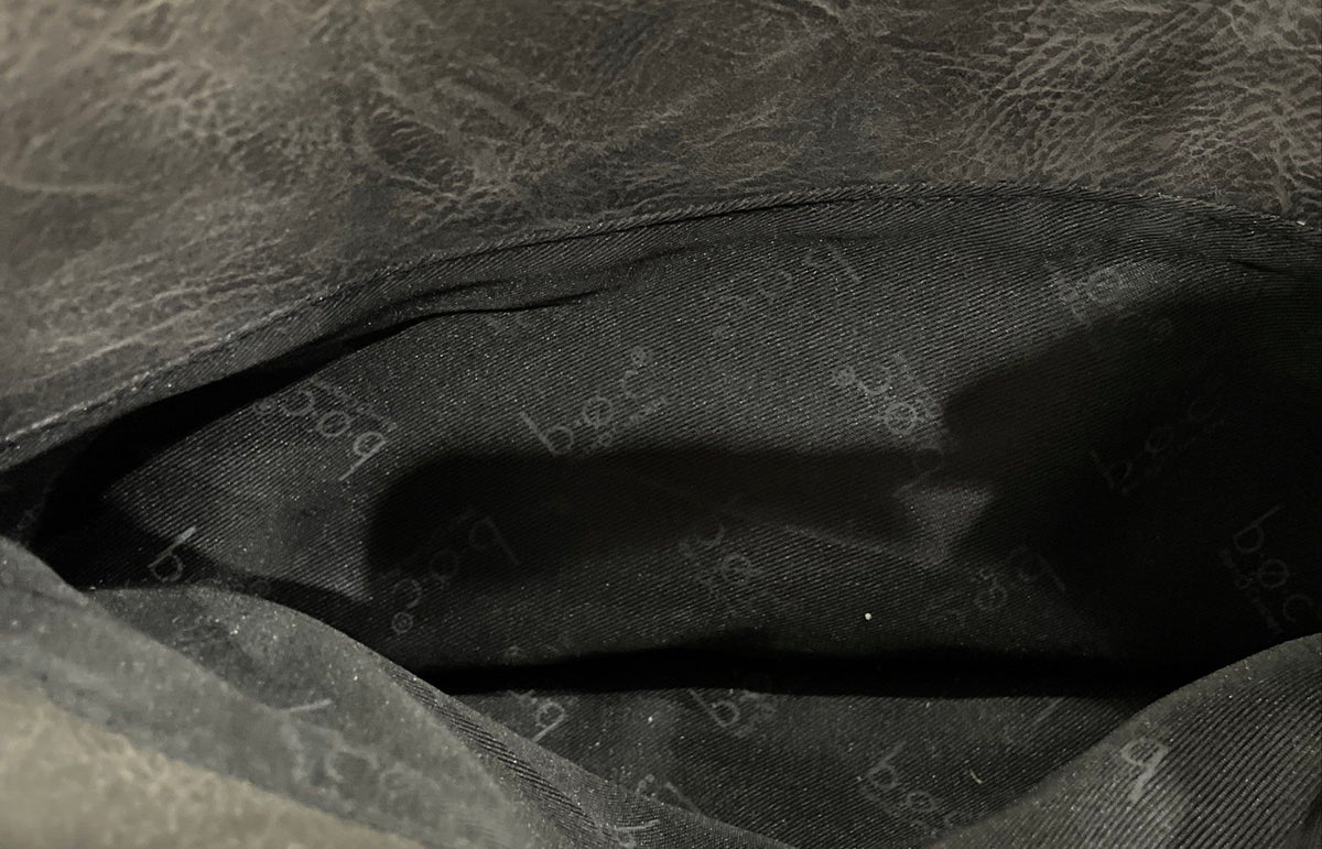 b.o.c. Born Concept Grey Tooled Floral Embossed Leather Shoulder Bag Purse
