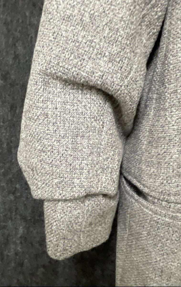 H&M Women's Heathered Gray Ruched Cuff Single Button Textured Blazer Size L