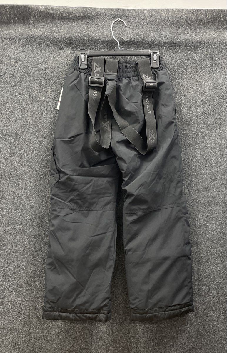 ZeroXposur Kids Black Insulated Snow Pants with Suspenders Sz 7/8 NWT