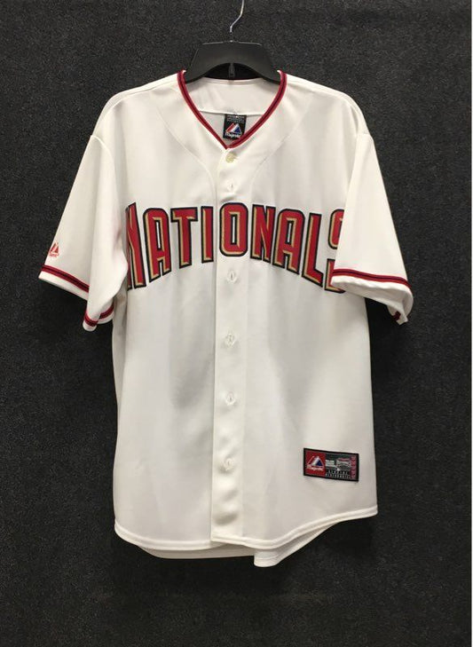 Majestic Men's Washington Nationals MLB Home Baseball Jersey White Button Up L