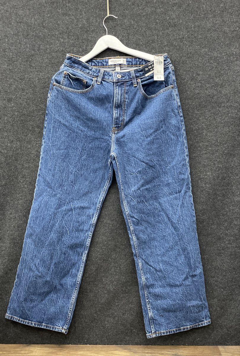 Abercrombie & Fitch Women's '90s Relaxed High Rise Curve Love Jeans Blue Sz 30